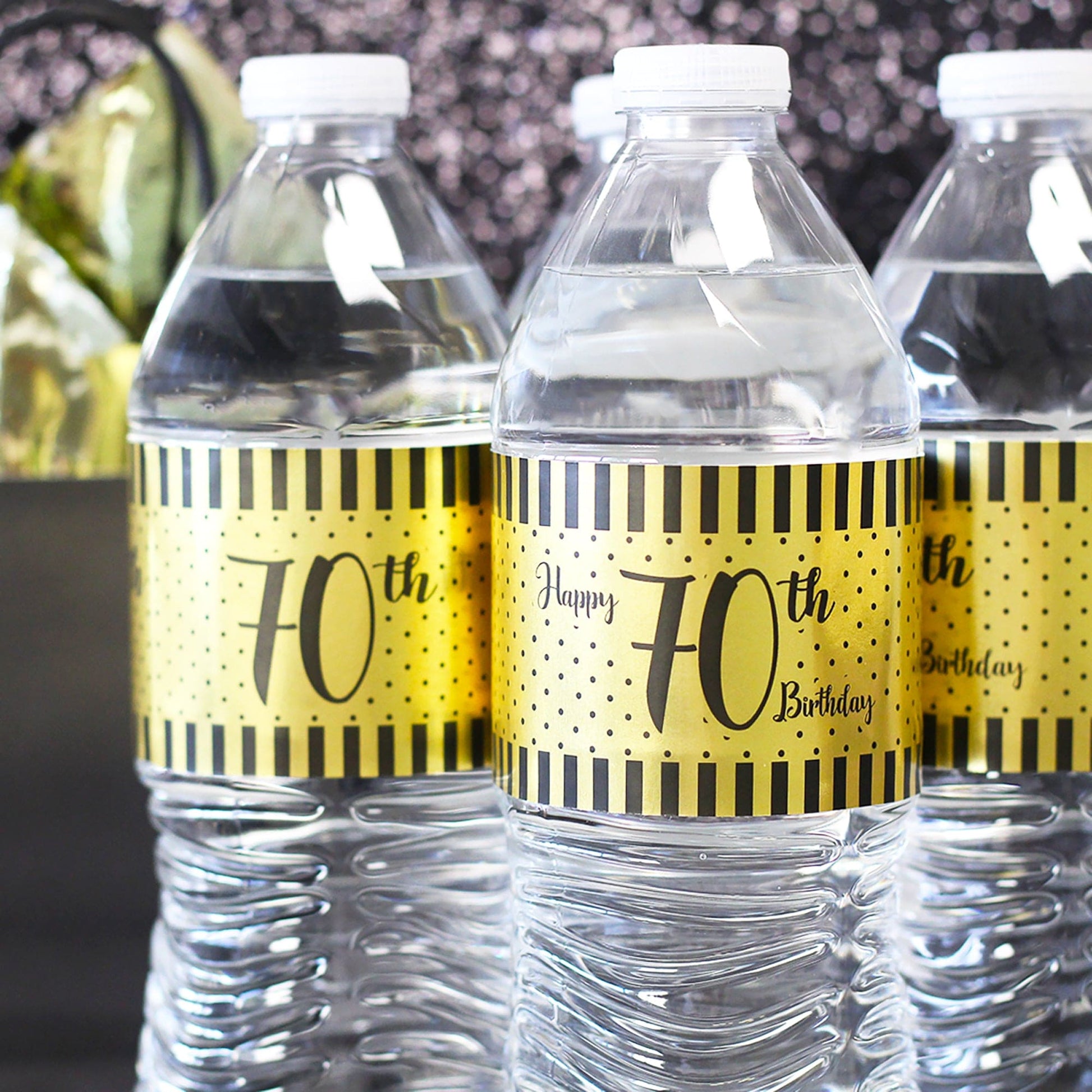Add a touch of elegance with these shimmering foil water bottle labels