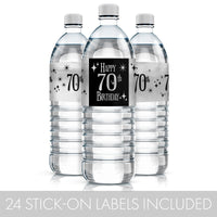  Give your special day the finishing touch with these 70th birthday water bottle labels.