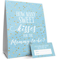 Blue and Gold How Many Kisses Baby Shower Game