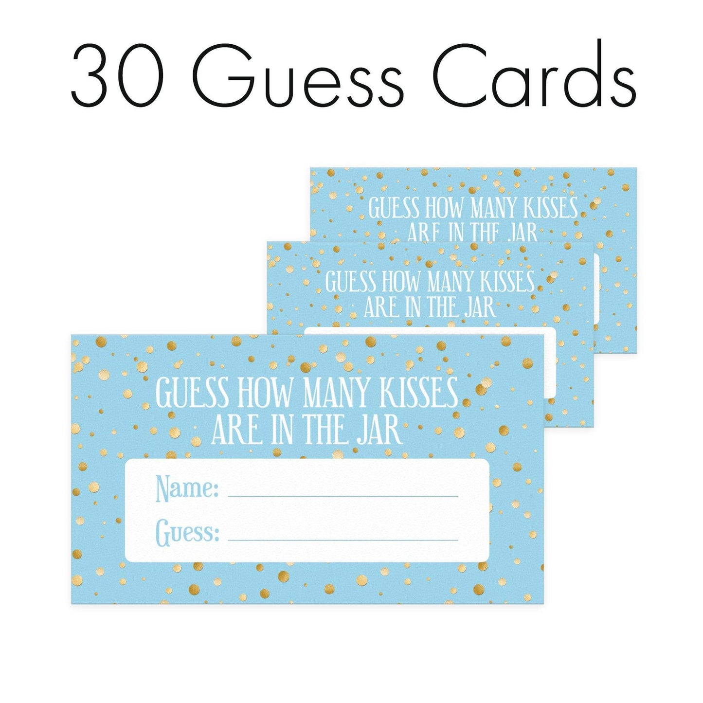 Extra Guess Cards ONLY (No Sign) Blue and Gold How Many Kisses Baby Shower Game