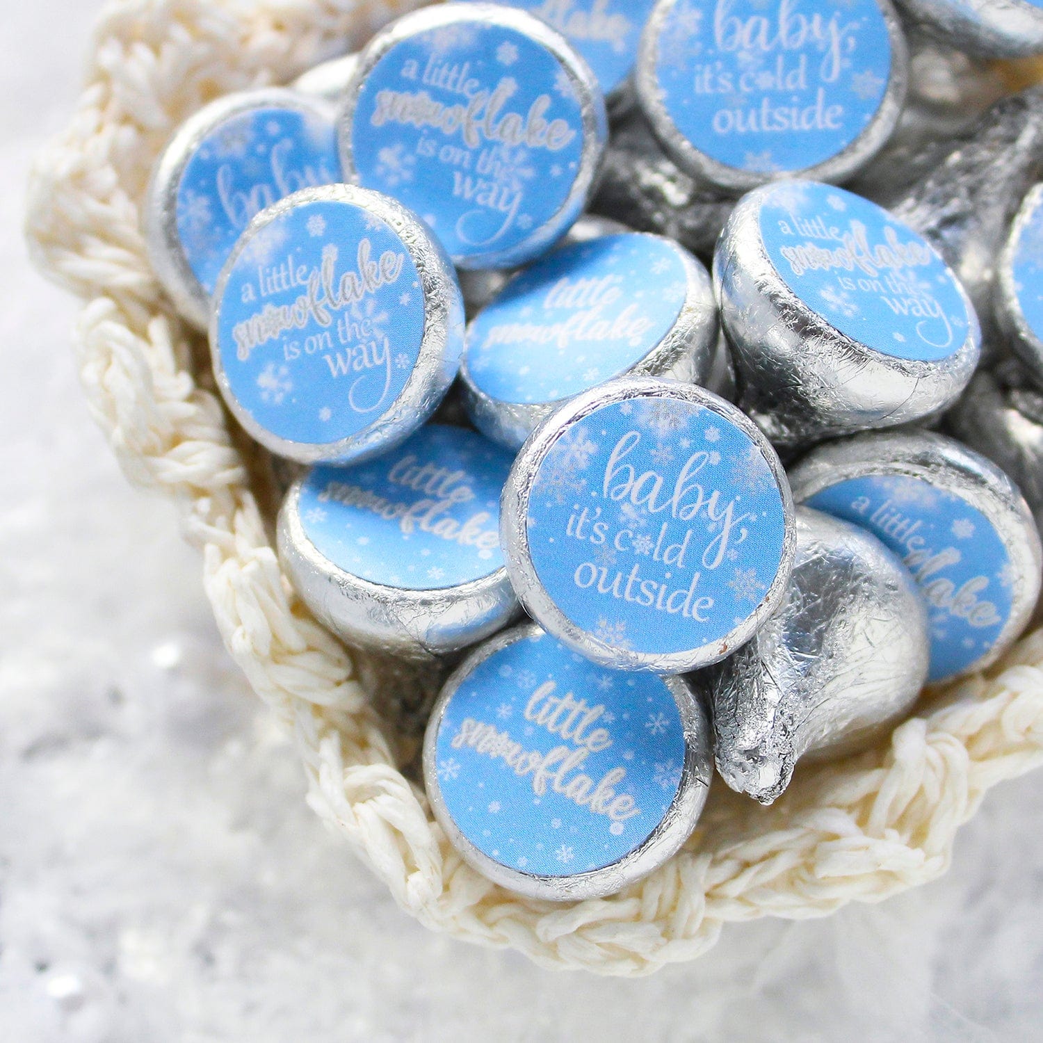 180 Labels of Blue Little Snowflake Stickers- Perfect for Your Winter Baby Shower