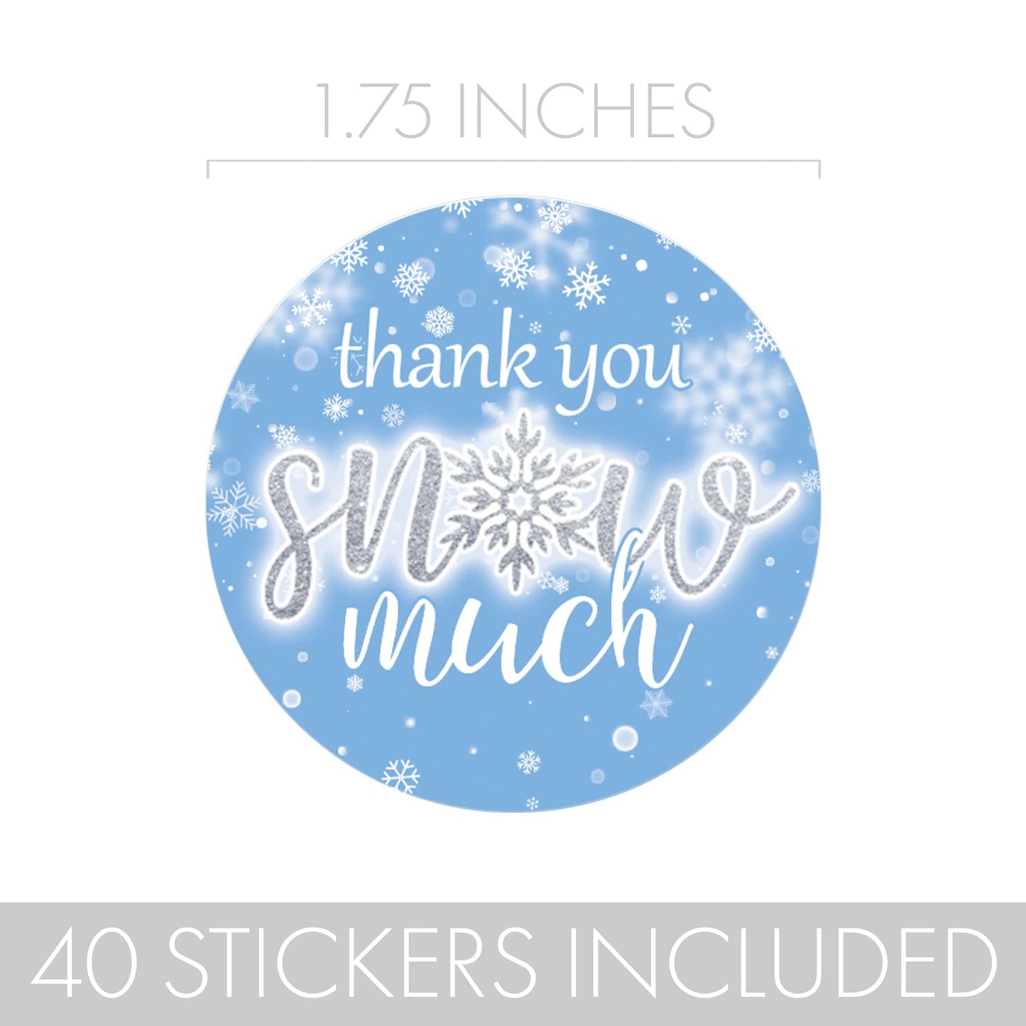 Blue Little Snowflake Winter Thank You Snow Much Stickers - 40 Count