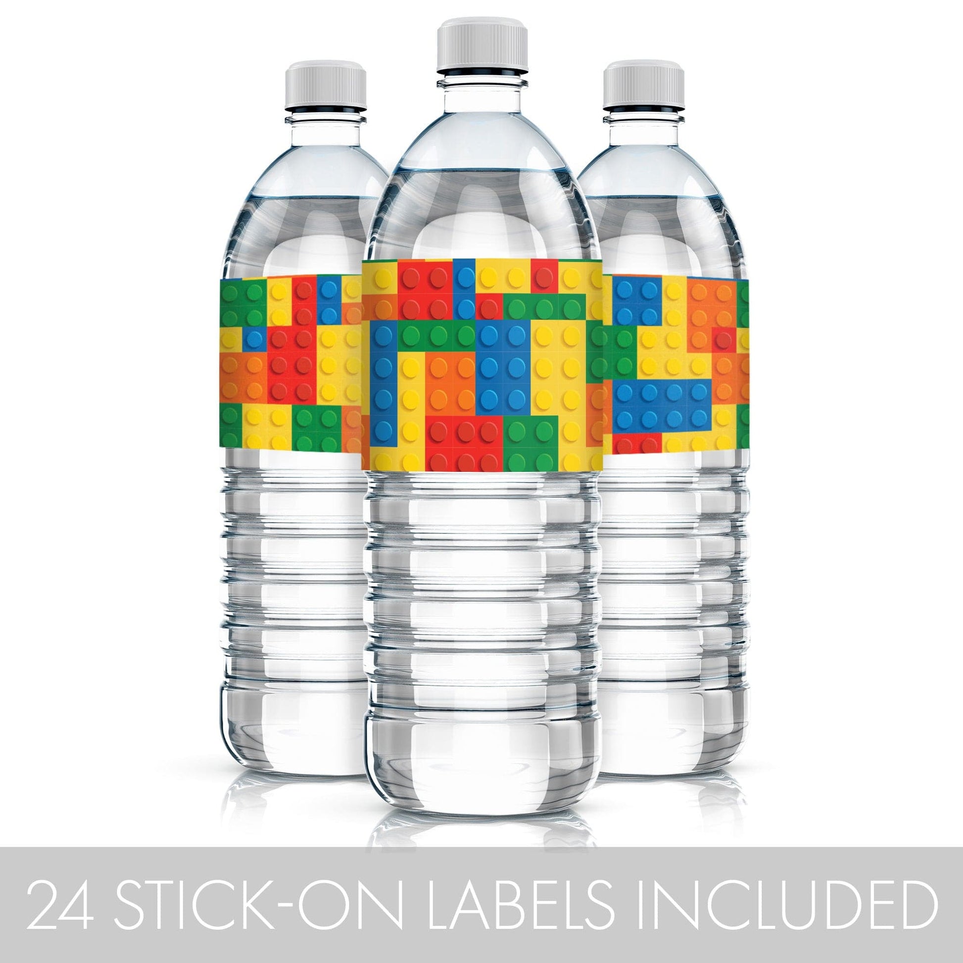 Building Blocks Birthday Party Water Bottle Labels - 24 Count