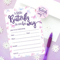 Butterfly Wishes Baby Shower Party Invitations – 10 Cards