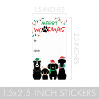 Dog Christmas Gift Tag Stickers - Merry Woofmas Puppy Gift Labels - 75 Count
