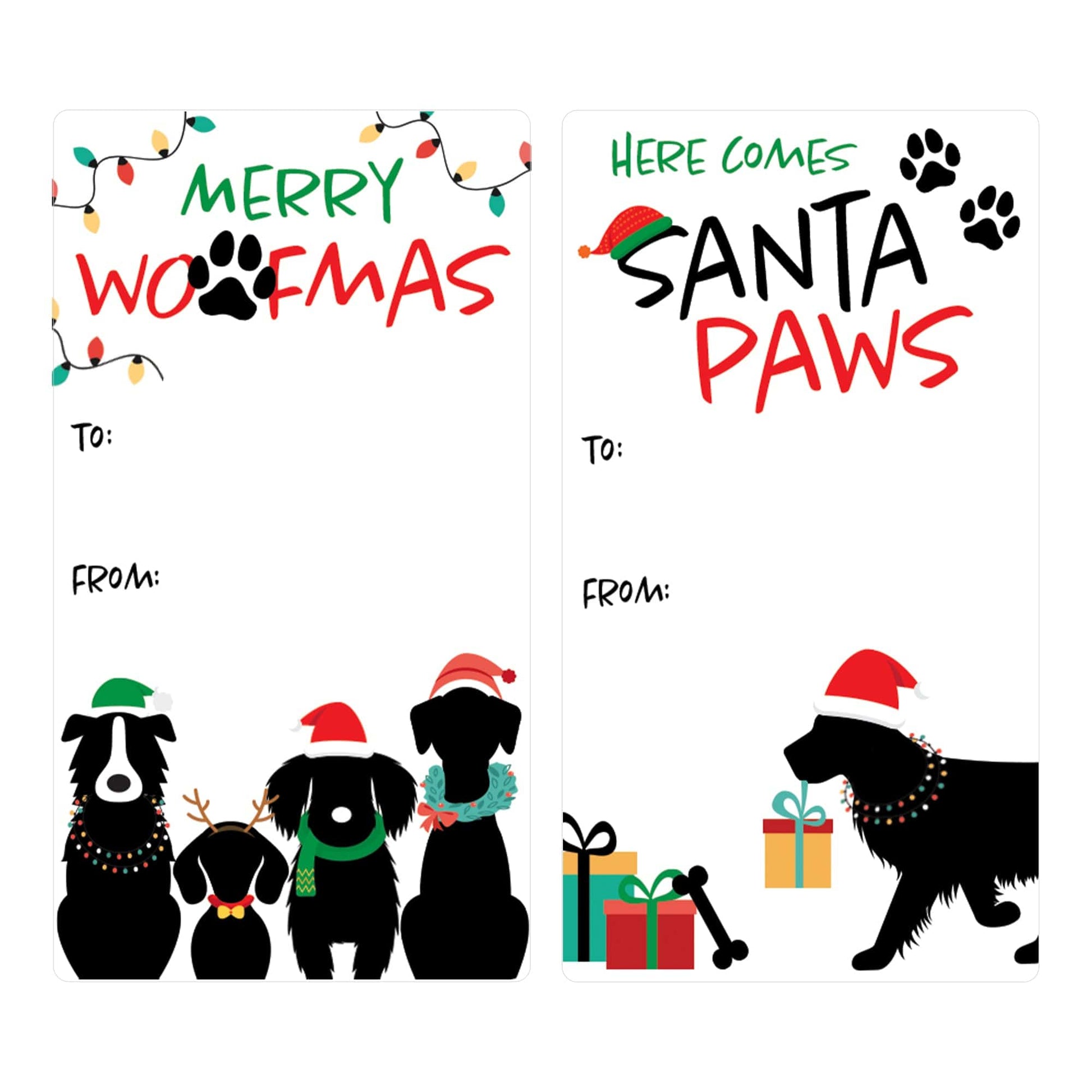 Dog Christmas Gift Tag Stickers - Merry Woofmas Puppy Gift Labels - 75 Count