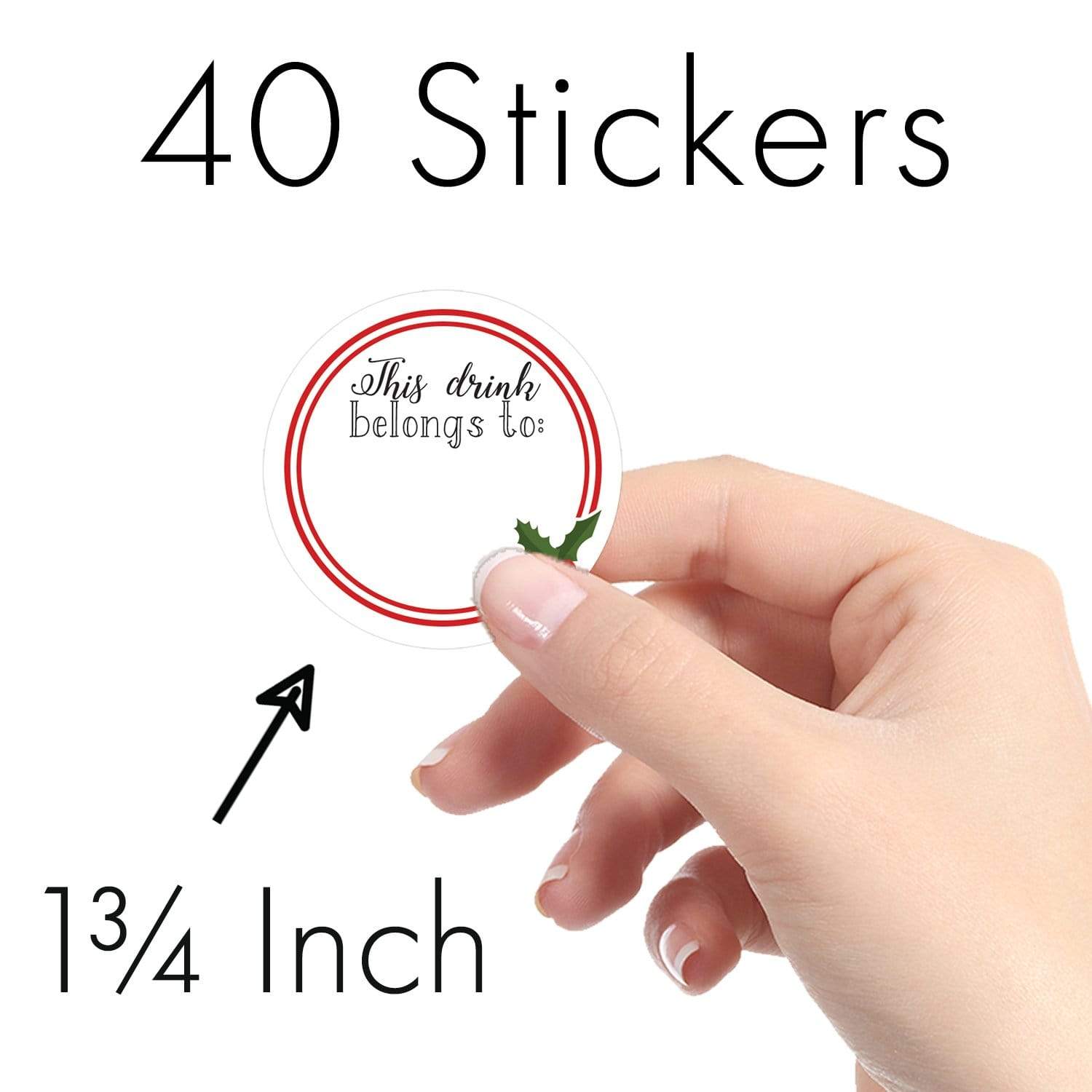 Christmas Drink Name Tag Stickers - 40 Count