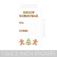 Christmas Gingerbread Man Holiday Gift Tag Labels - 75 Stickers