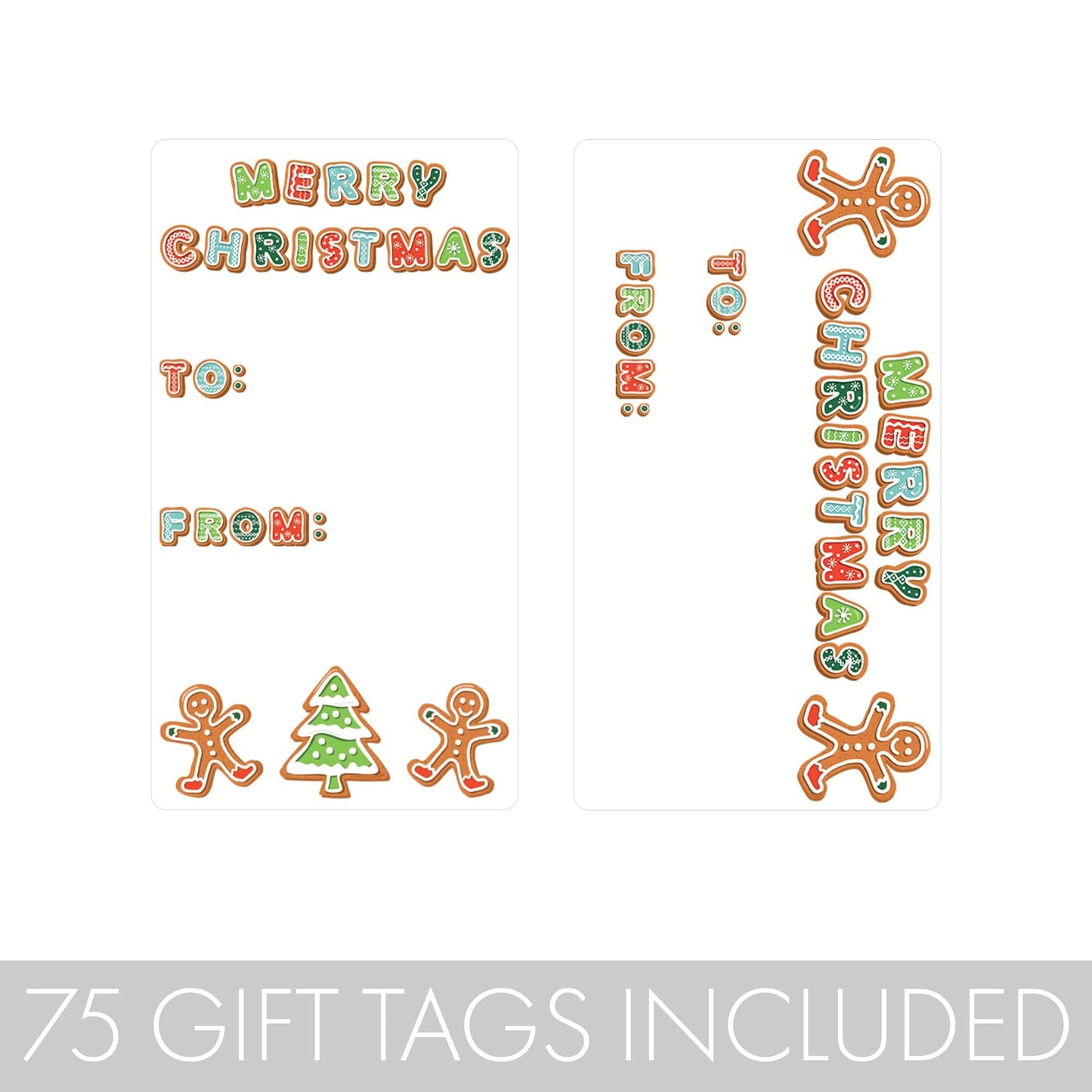 Christmas Gingerbread Man Holiday Gift Tag Labels - 75 Stickers