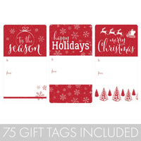 Classic Red Christmas Gift Tag Stickers - Traditional Christmas - 75 Labels