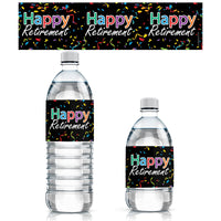 Colorful Retirement Party Water Bottle Labels - 24 Count