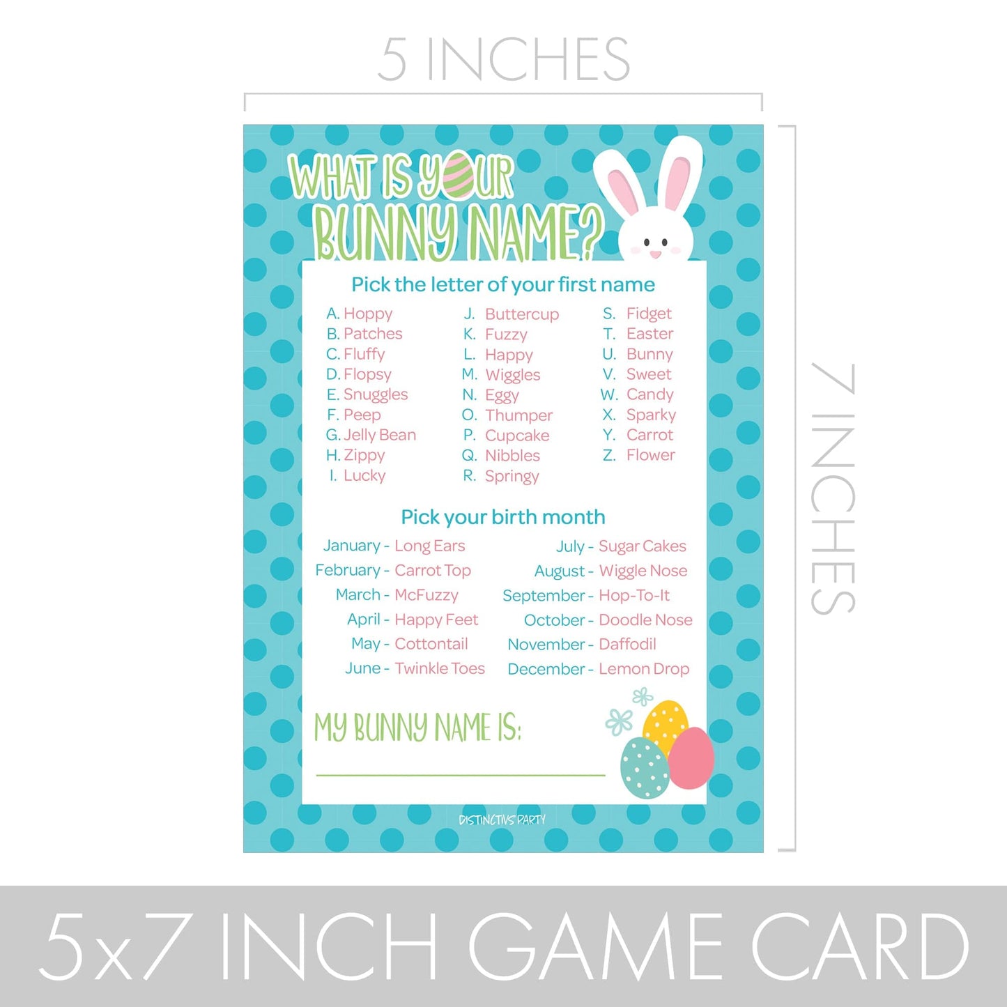 Easter Themed What's Your Bunny Name Game - 25 Count
