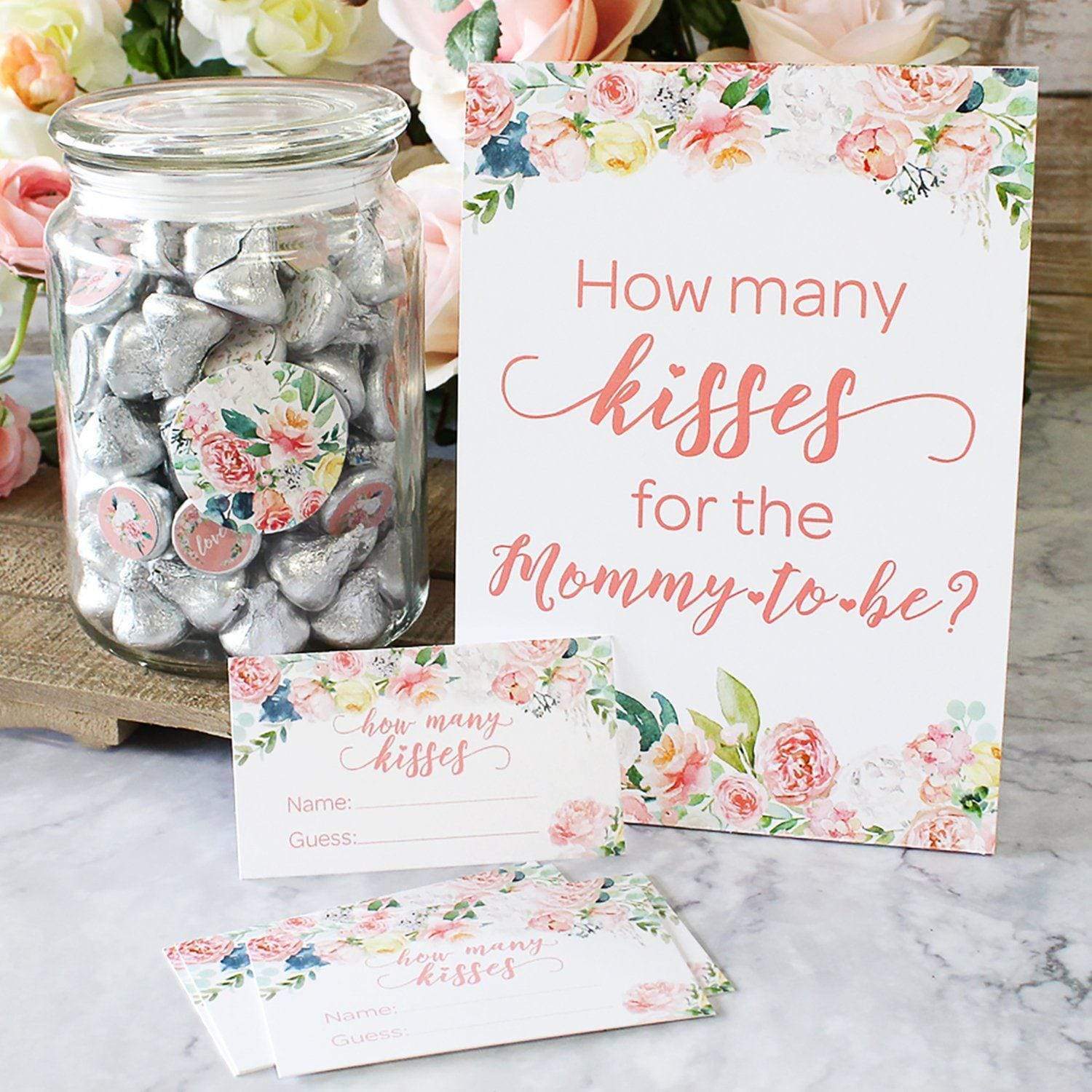Floral How Many Kisses Baby Shower Game