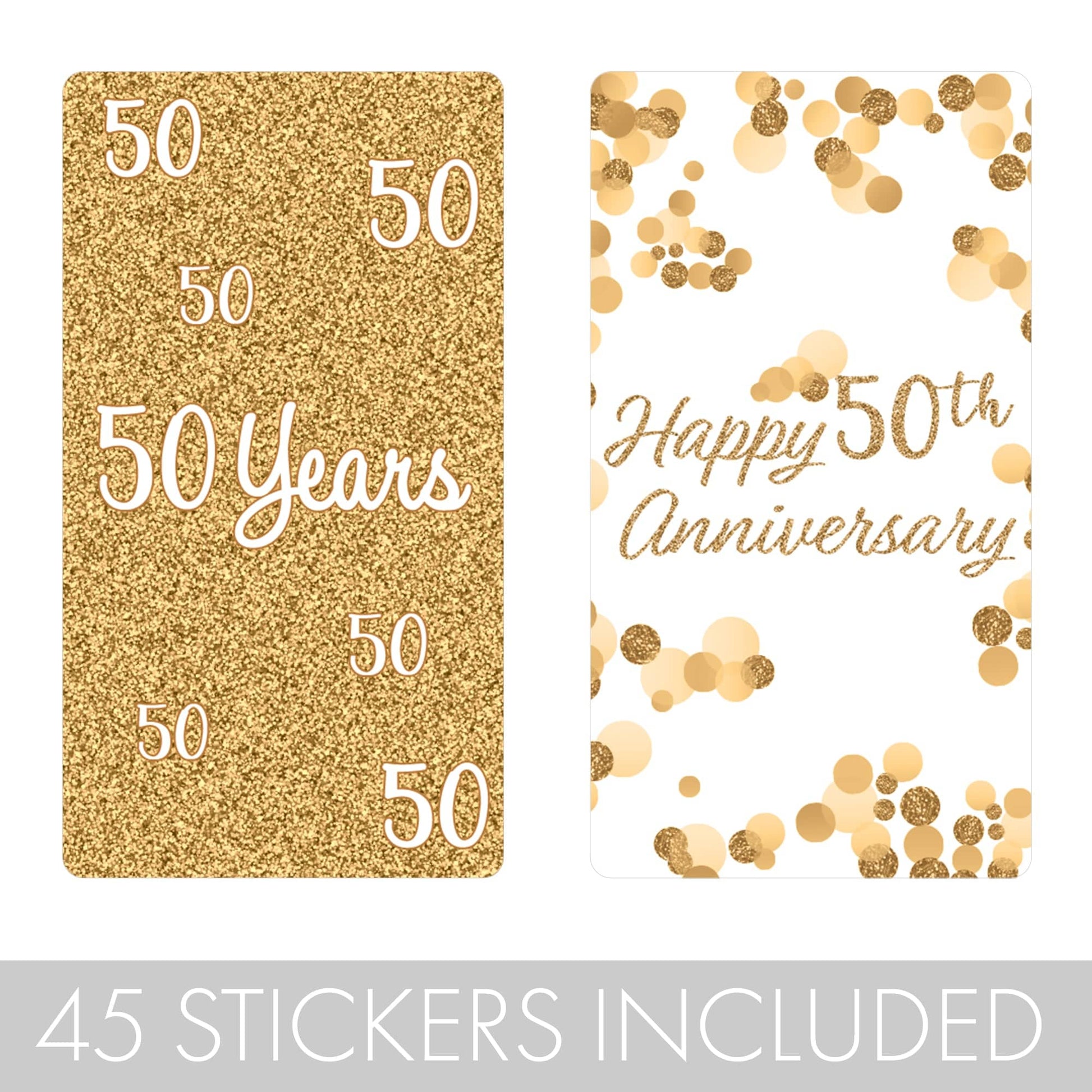 Gold 50th Anniversary Mini Candy Bar Stickers - 45 Count