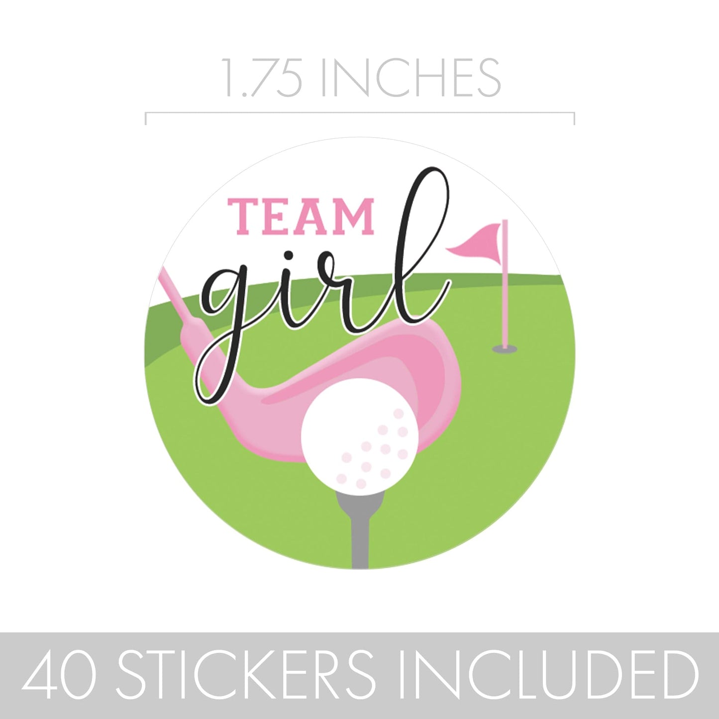 Golf Gender Reveal Stickers - Pink or Blue What Will Our Little Caddie Be Theme - 40 Labels