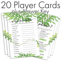 Greenery Baby Shower 2 Game Bundle - Guess Who Mommy or Daddy and All Things Green - 20 Dual Sided Cards