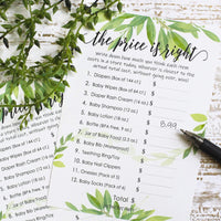 Greenery Baby Shower Price is Right Game Cards - 20 count