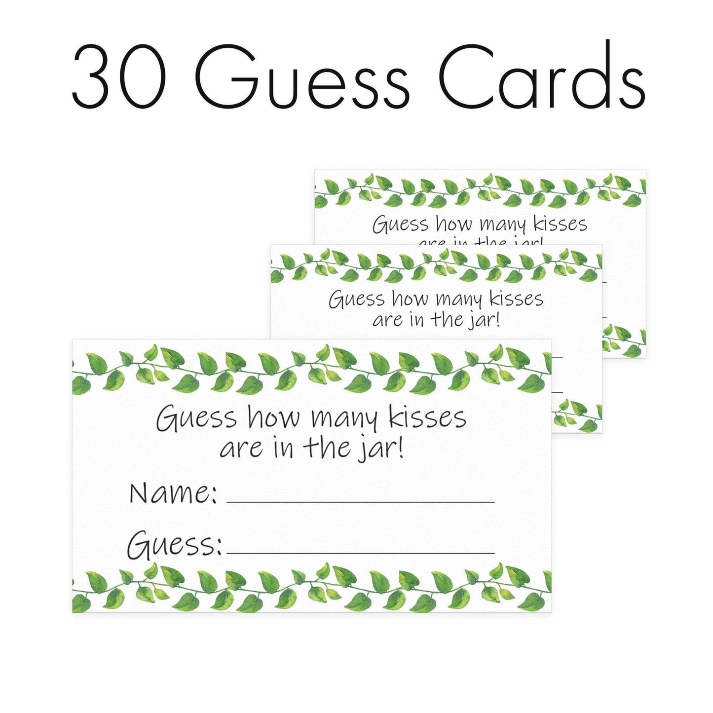 Extra Guess Cards ONLY (No Sign) Greenery How Many Kisses Game