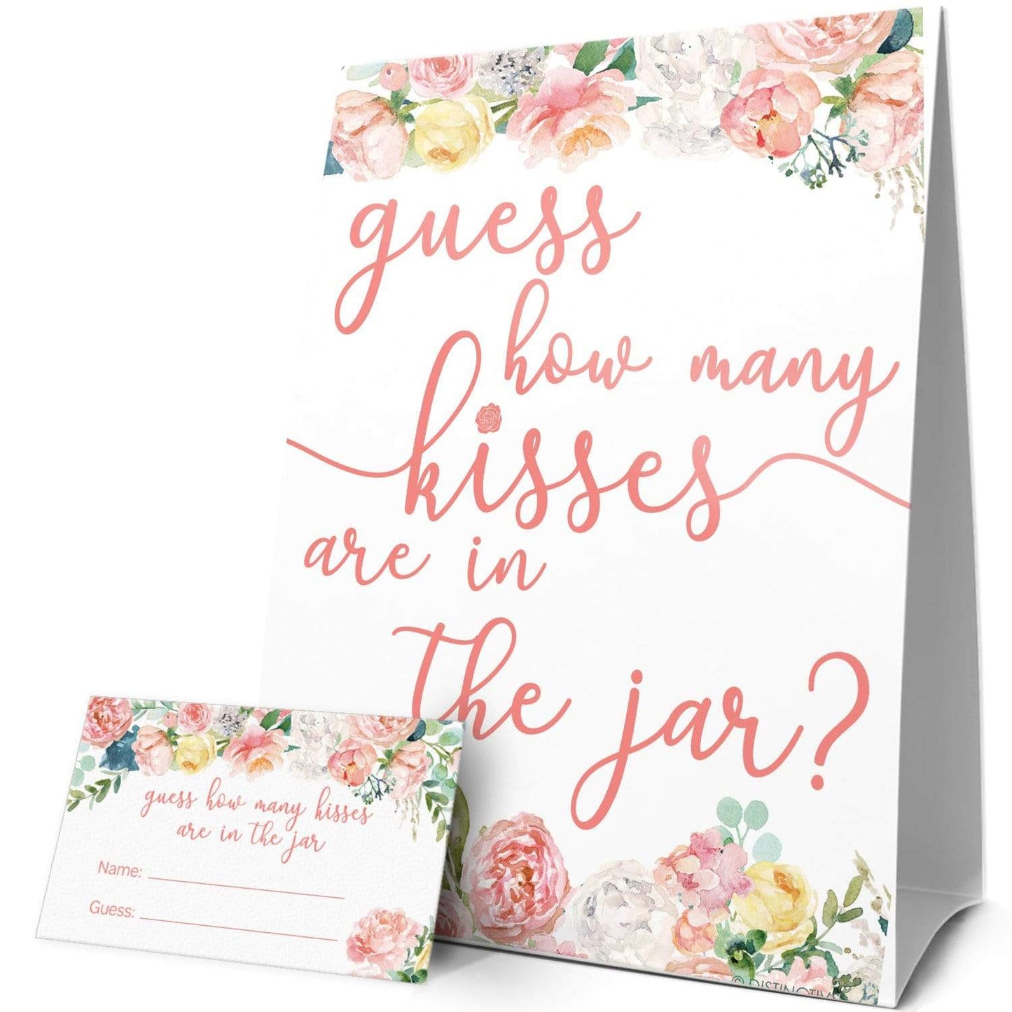 Pink Floral: How Many Kisses in the Jar Floral Party Game