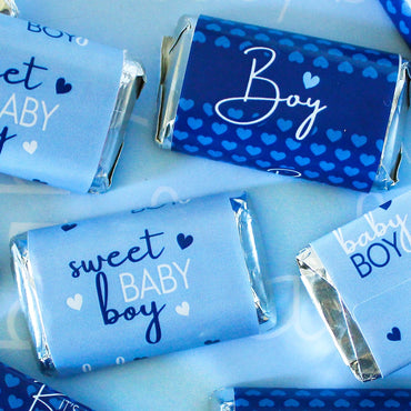 It’s a Boy Baby Shower Mini Candy Bar Labels - Sweet Baby Boy - 45 Stickers