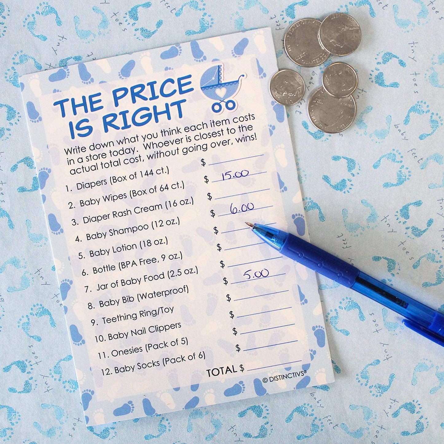 It's a Boy Blue Baby Shower Game - The Price Is Right (Set of 20)