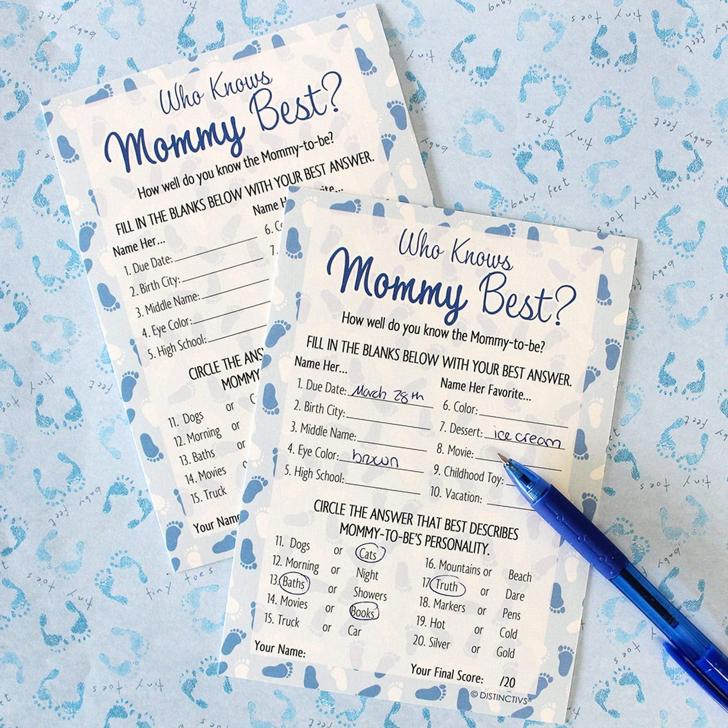 It's a Boy Who Knows Mommy Best Baby Shower Game - 20 Cards