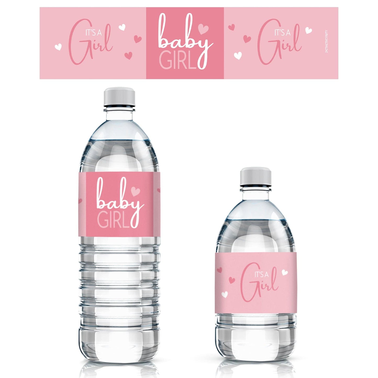 24 Pink It's a Girl water bottle labels for a baby shower celebration