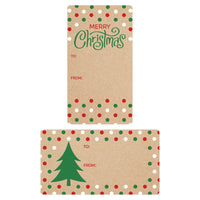 Kraft Christmas Gift Tag Stickers - Red and Green Polka Dots - 75 Count