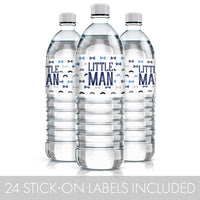 Little Man Boy Baby Shower Water Bottle Labels - 24 Count
