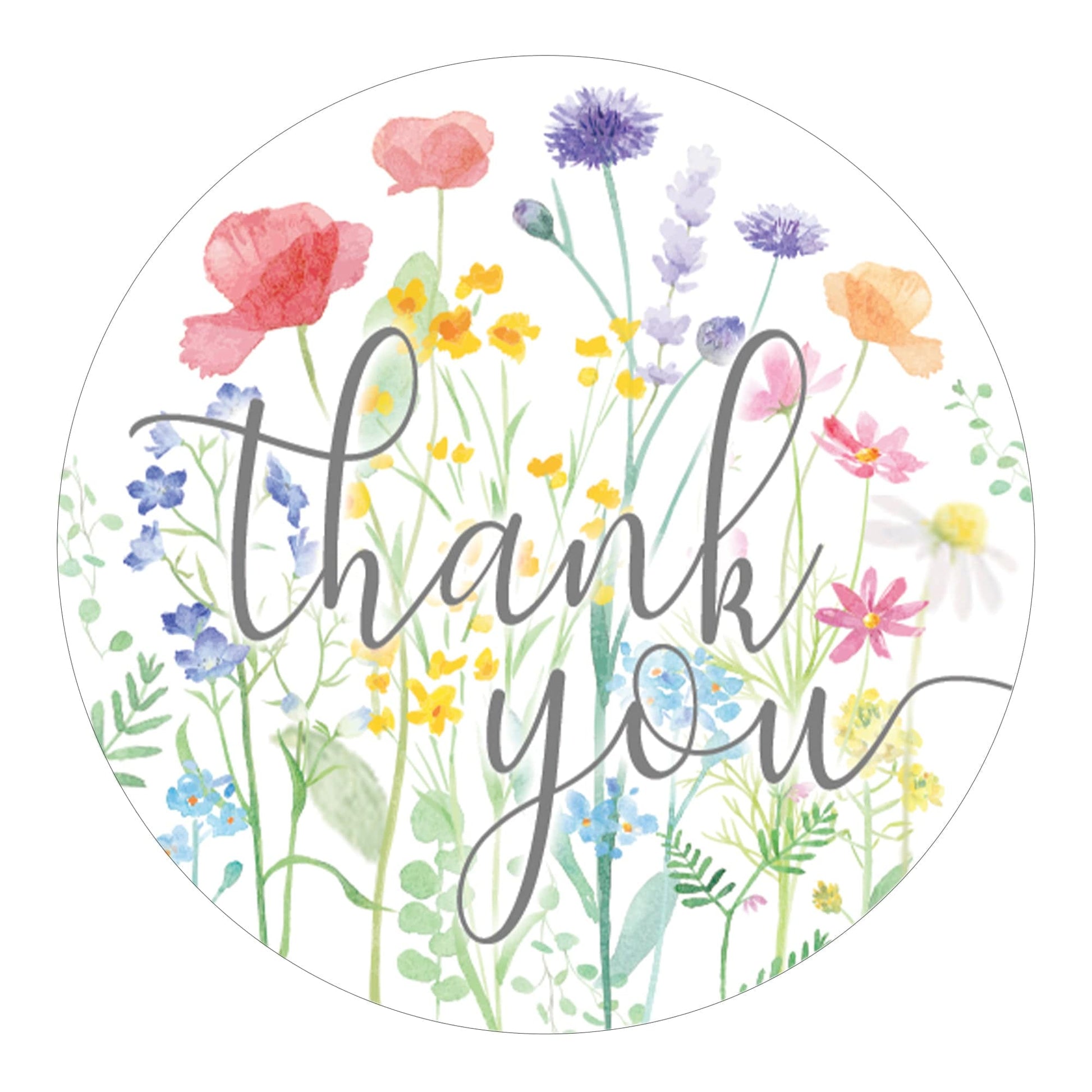 Little Wildflower Baby Shower Thank You Stickers - 40 Party Favor Labels