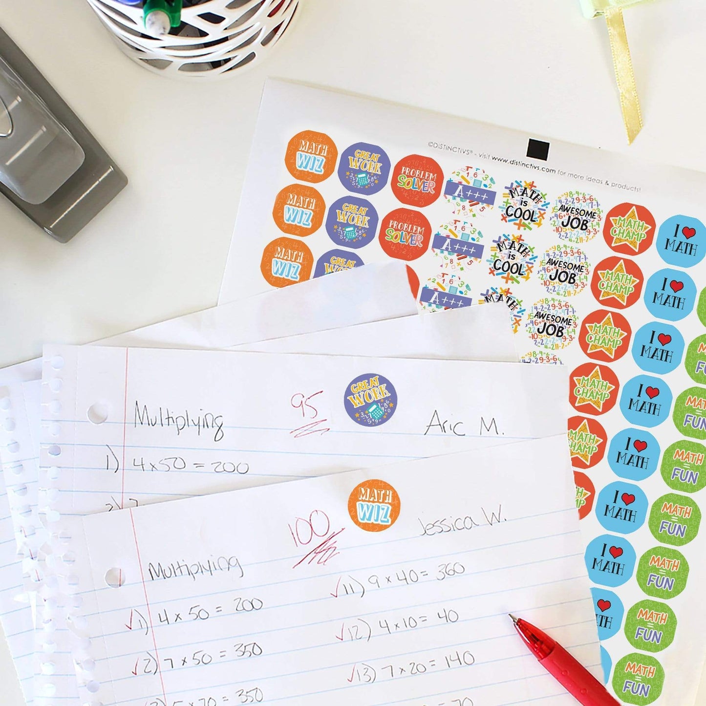 Math Theme Motivational Reward Stickers for Students (1,080 Stickers)