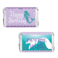 Mermaid Birthday Party Mini Candy Bar Stickers - 45 Count