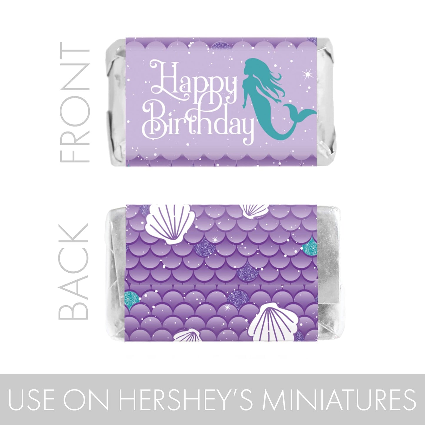 Mermaid Birthday Party Mini Candy Bar Stickers - 45 Count
