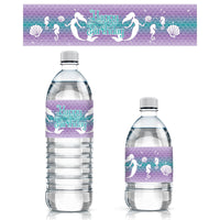 Mermaid Birthday Party Water Bottle Labels - 24 Count