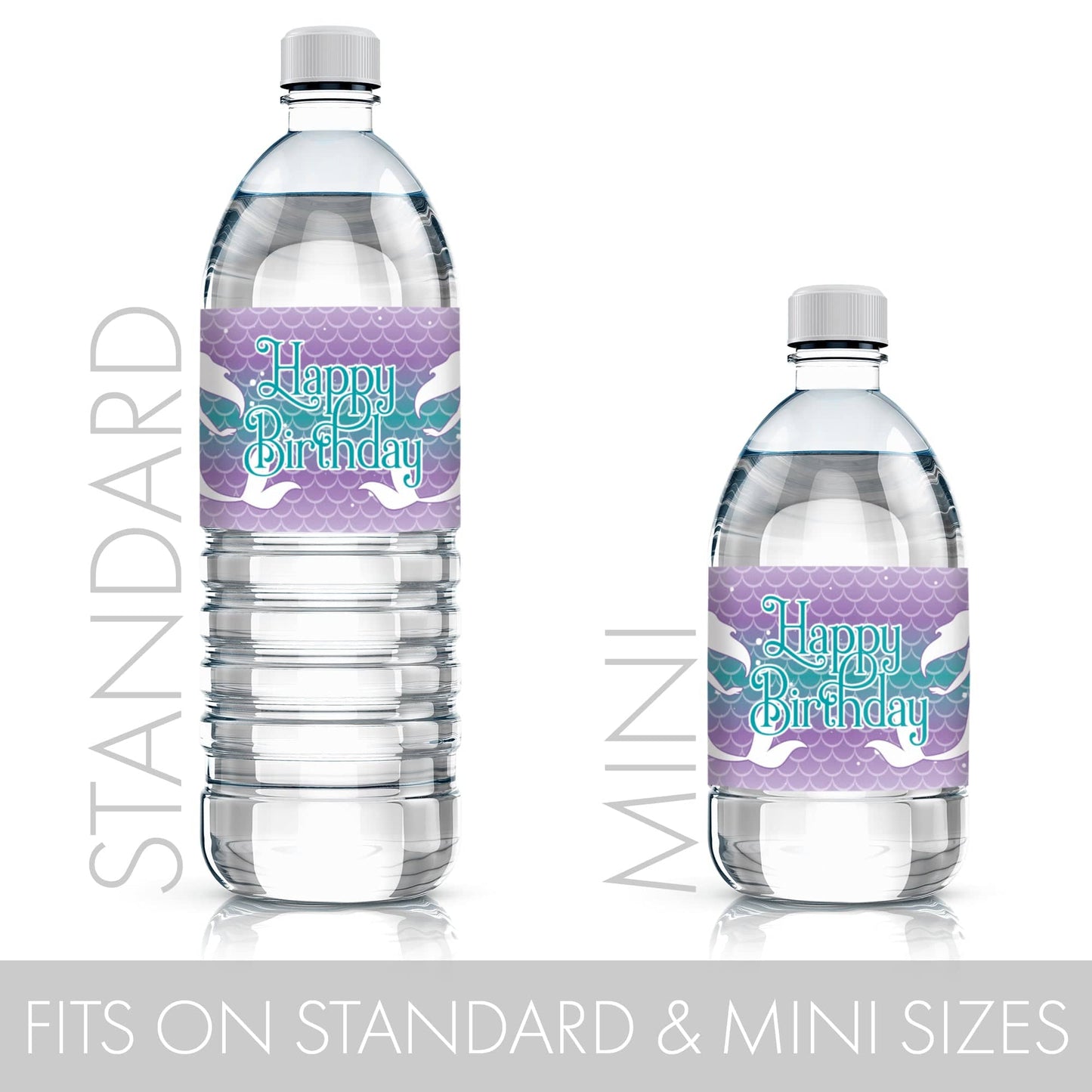 Mermaid Birthday Party Water Bottle Labels - 24 Count