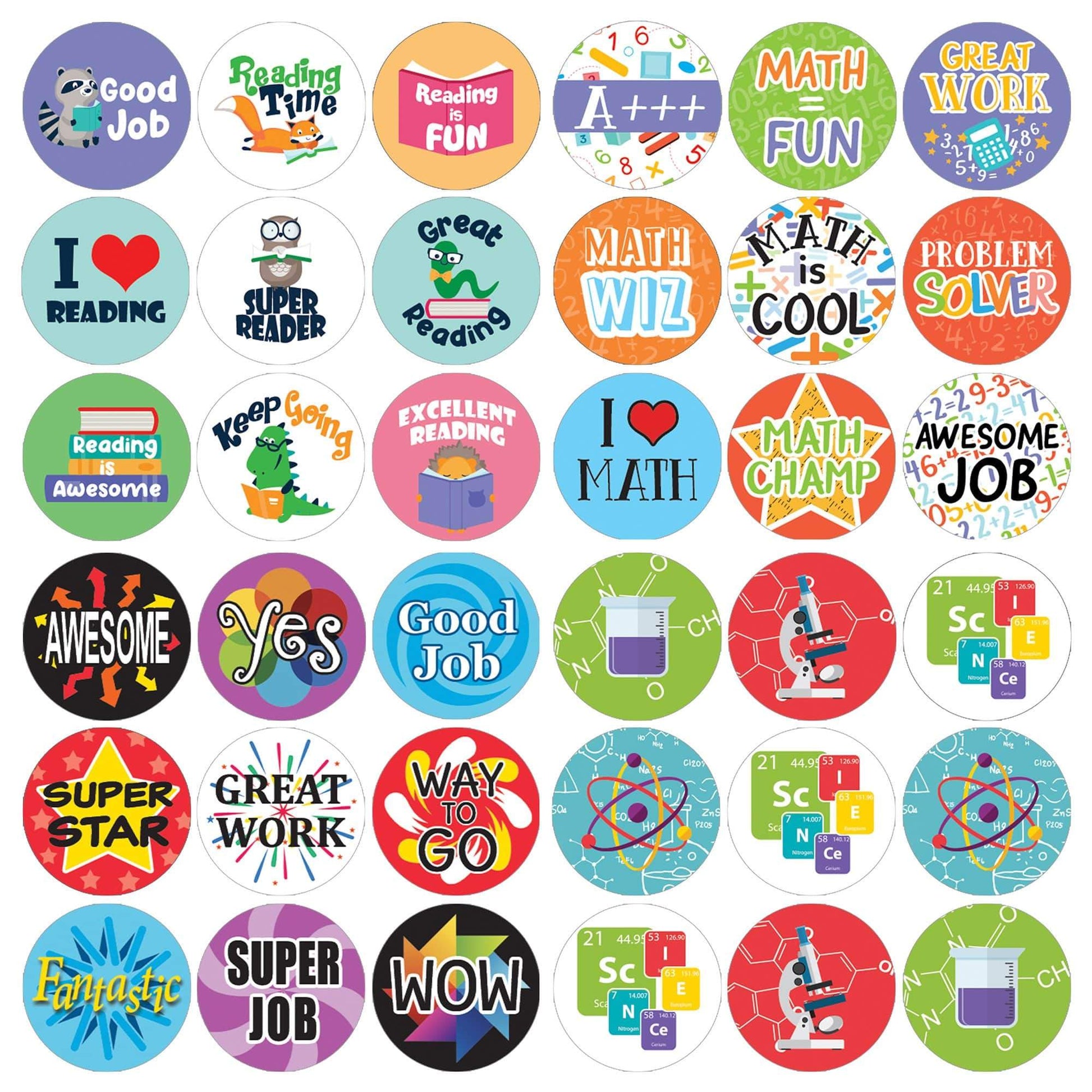 Motivational Reward Stickers for Students - Variety Pack (1,080 Stickers)