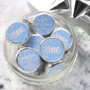  Celebrate your little one's first birthday with Onederland Snowflake Winter Favor Stickers