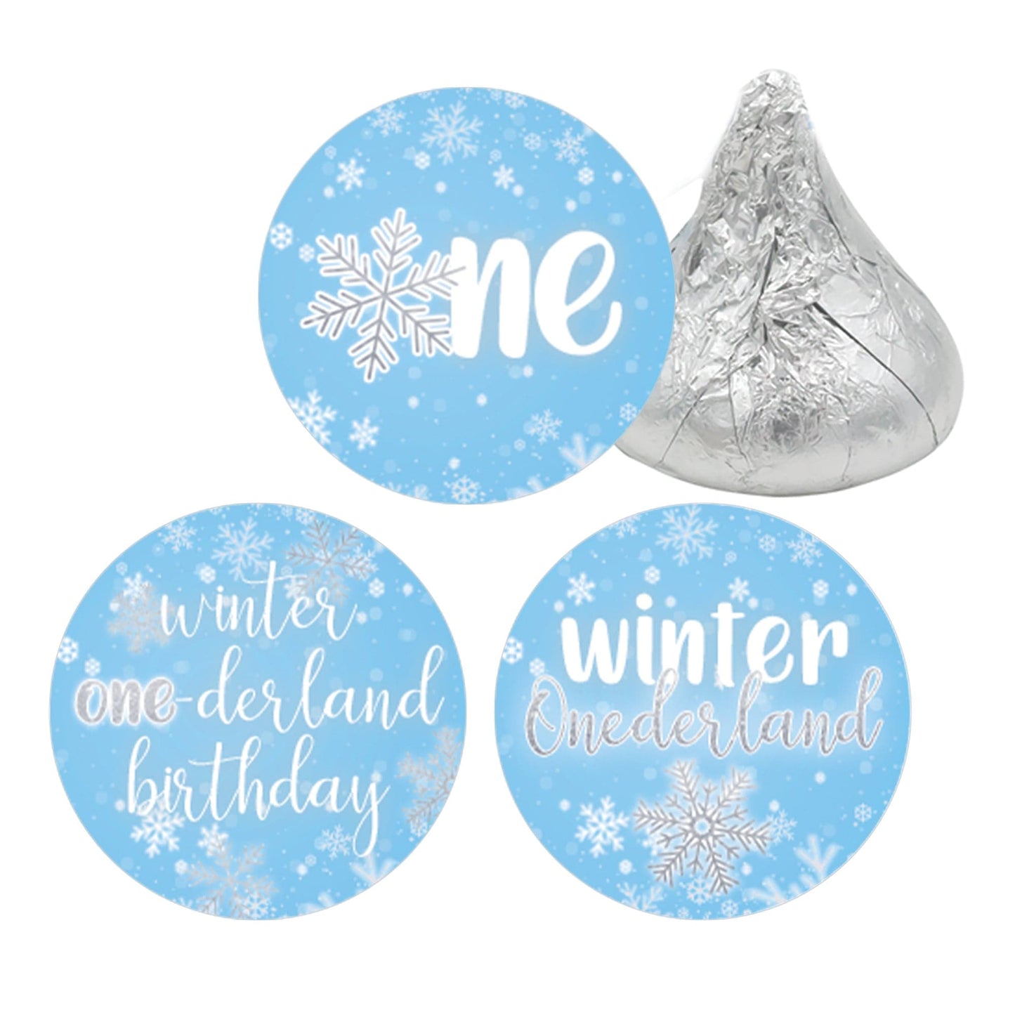 Onederland Snowflake Winter 1st Birthday Favor Stickers - 180 Labels