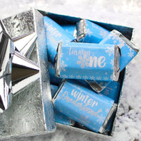 Celebrate your little one's first birthday with these wintery Onederland Snowflake candy bar wrappers.