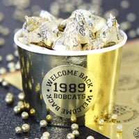 Gold Black Personalized Class Reunion Party Large Round Labels - 40 ct (12 Color Choices)