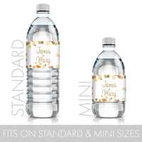 Personalized Gold Wedding Anniversary Water Bottle Labels - 24 Stickers