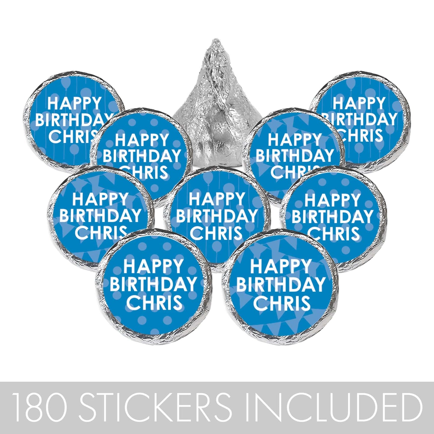 Personalized Happy Birthday Party Favor Stickers With Name - 180 Stickers