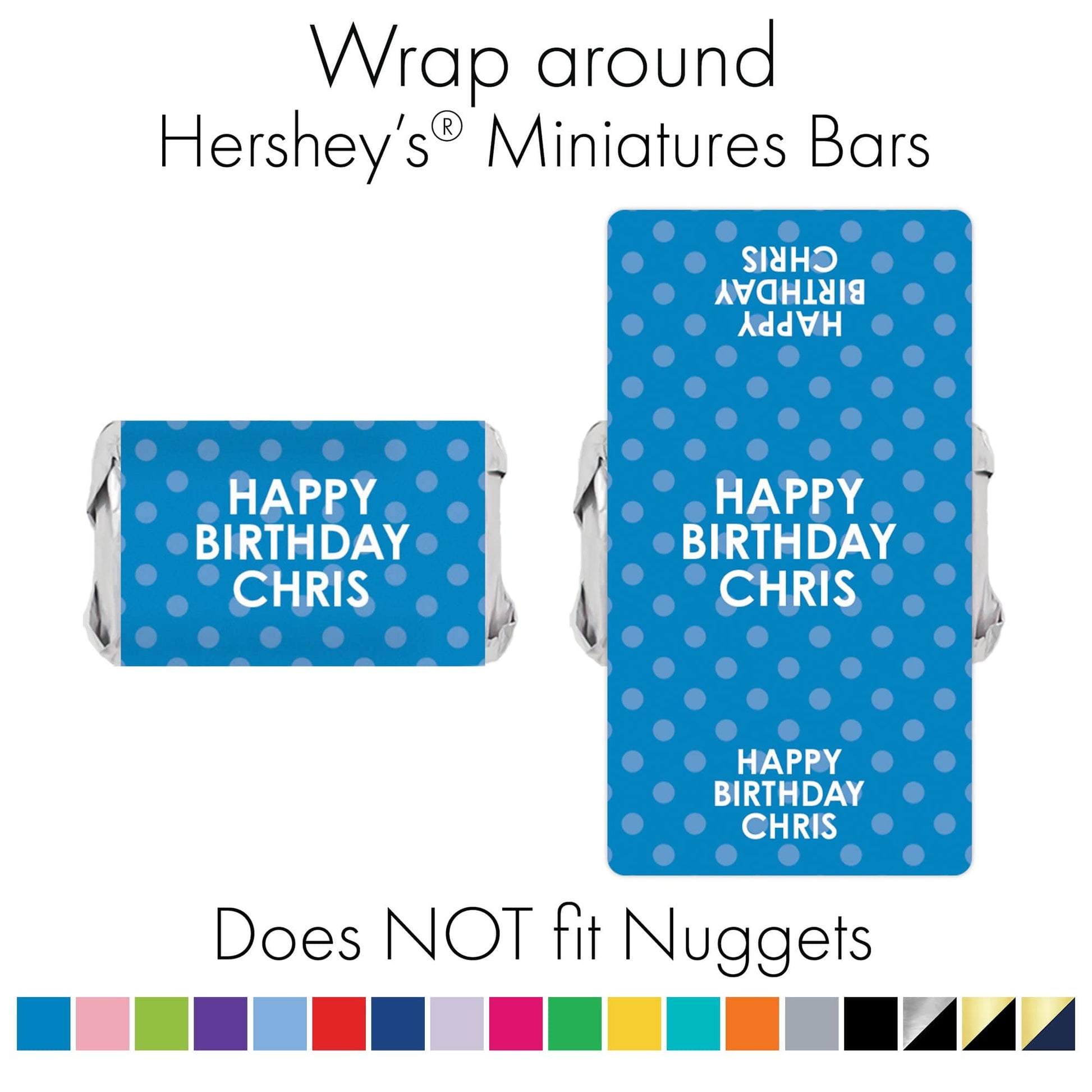Personalized Happy Birthday Party Mini Candy Bar Wrappers with Name - 45 Stickers