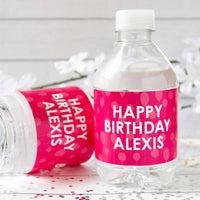 Personalized Happy Birthday Party Water Bottle Labels with Name - 24 Stickers