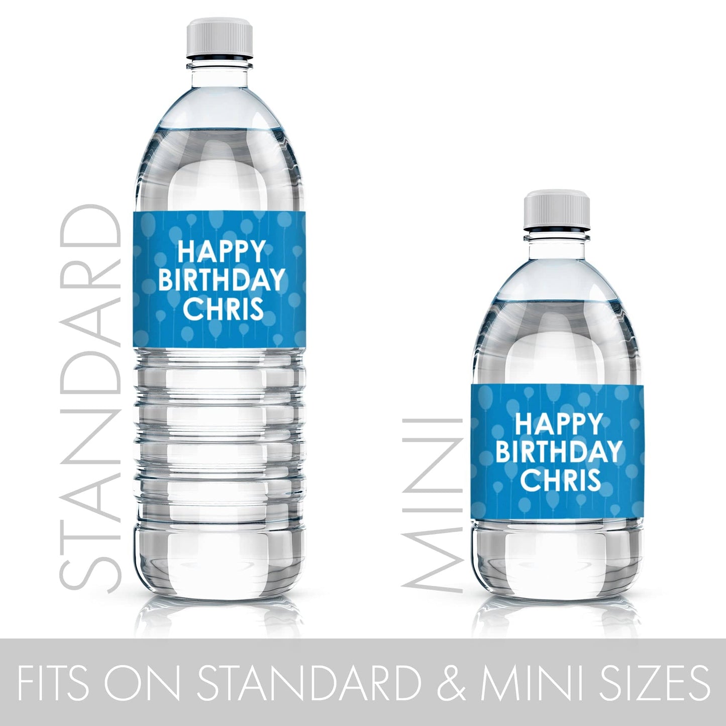 Personalized Happy Birthday Party Water Bottle Labels with Name - 24 Stickers