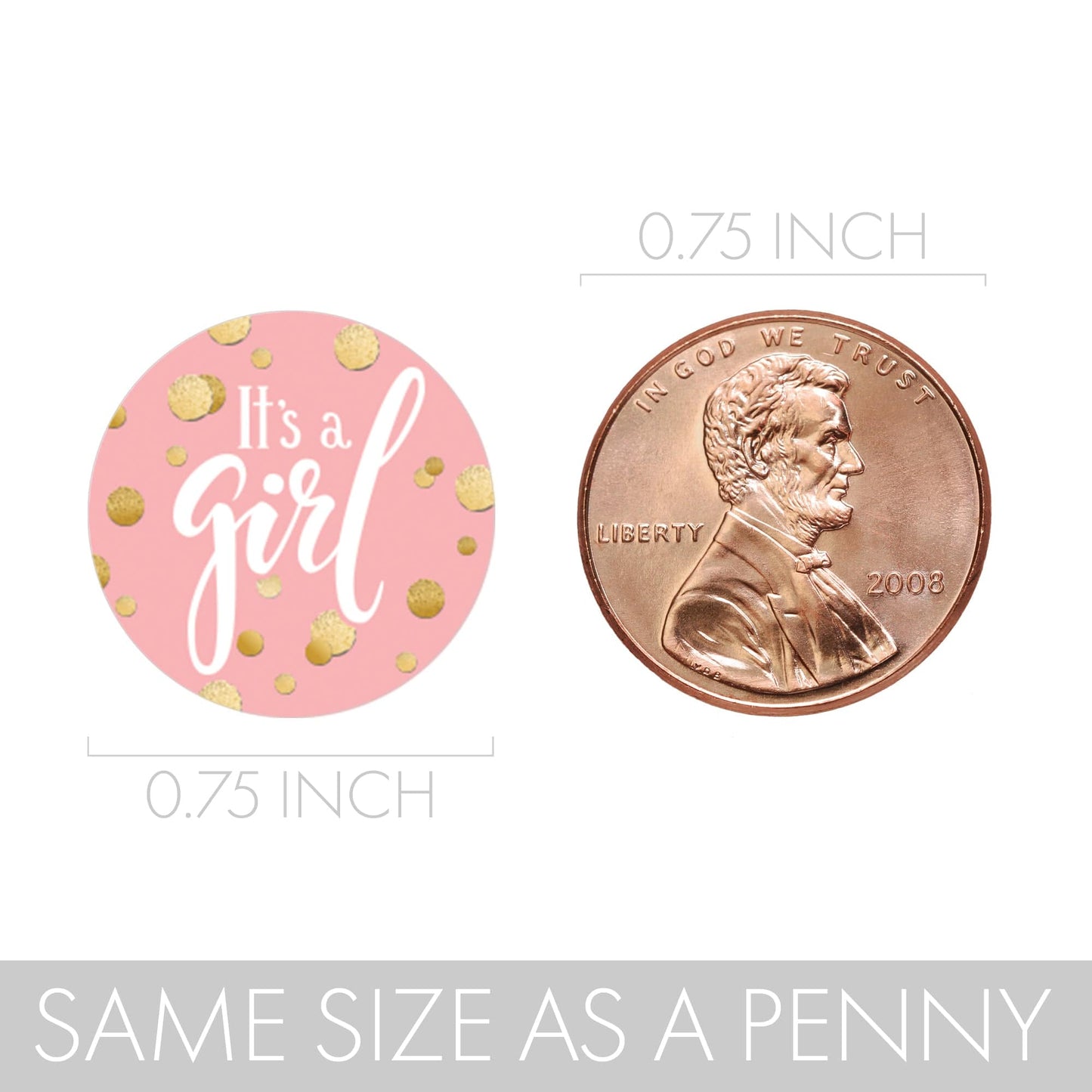 Personalized Pink and Gold Girl Baby Shower Favor Stickers - 180 ct