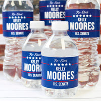 Personalized Political Campaign Vote For Water Bottle Labels - Customize 250 Stickers - Blue