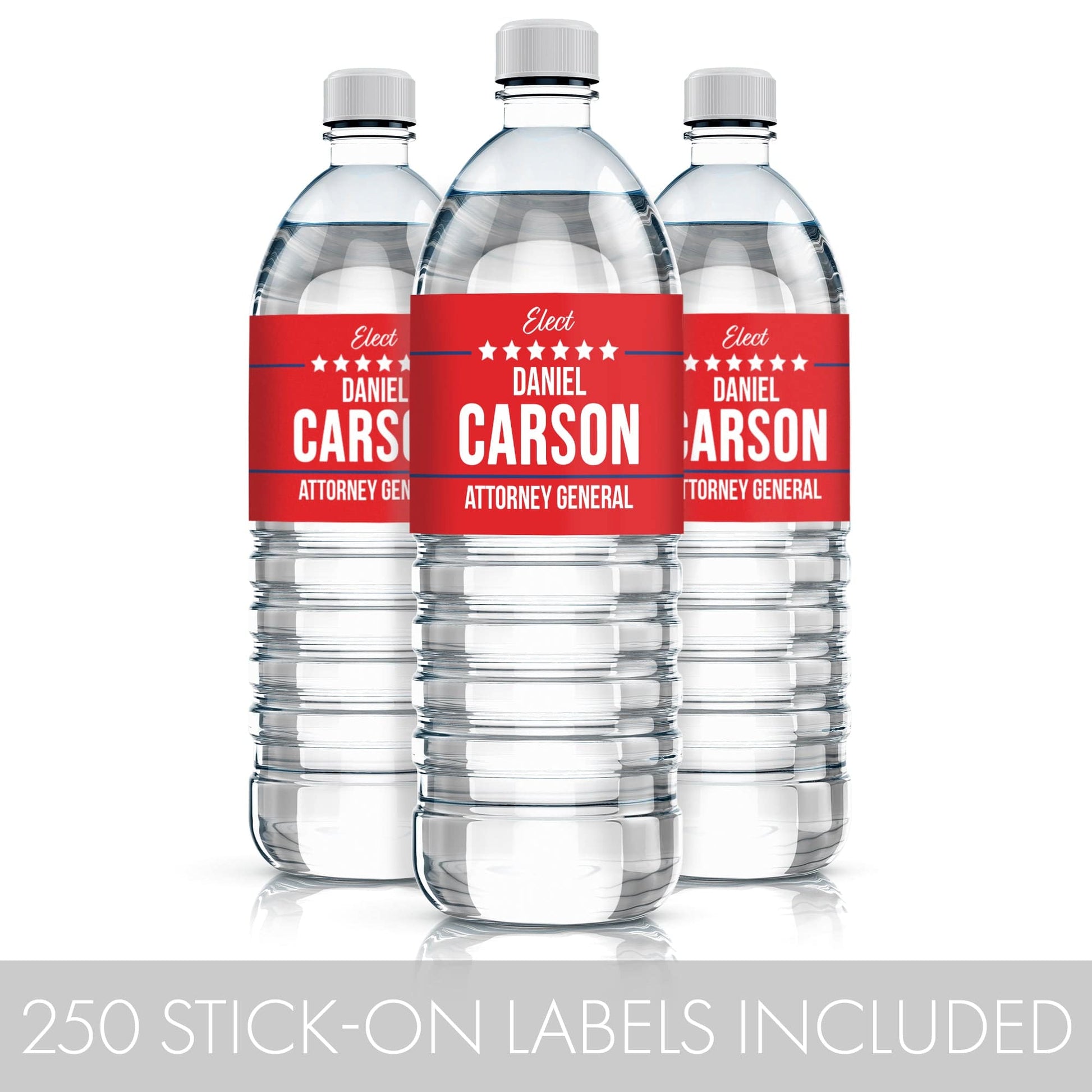 Personalized Political Campaign Vote For Water Bottle Labels - Customize 250 Stickers - Red