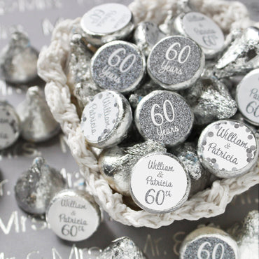 Personalized Silver Wedding Anniversary Party Favor Stickers - 180 Count