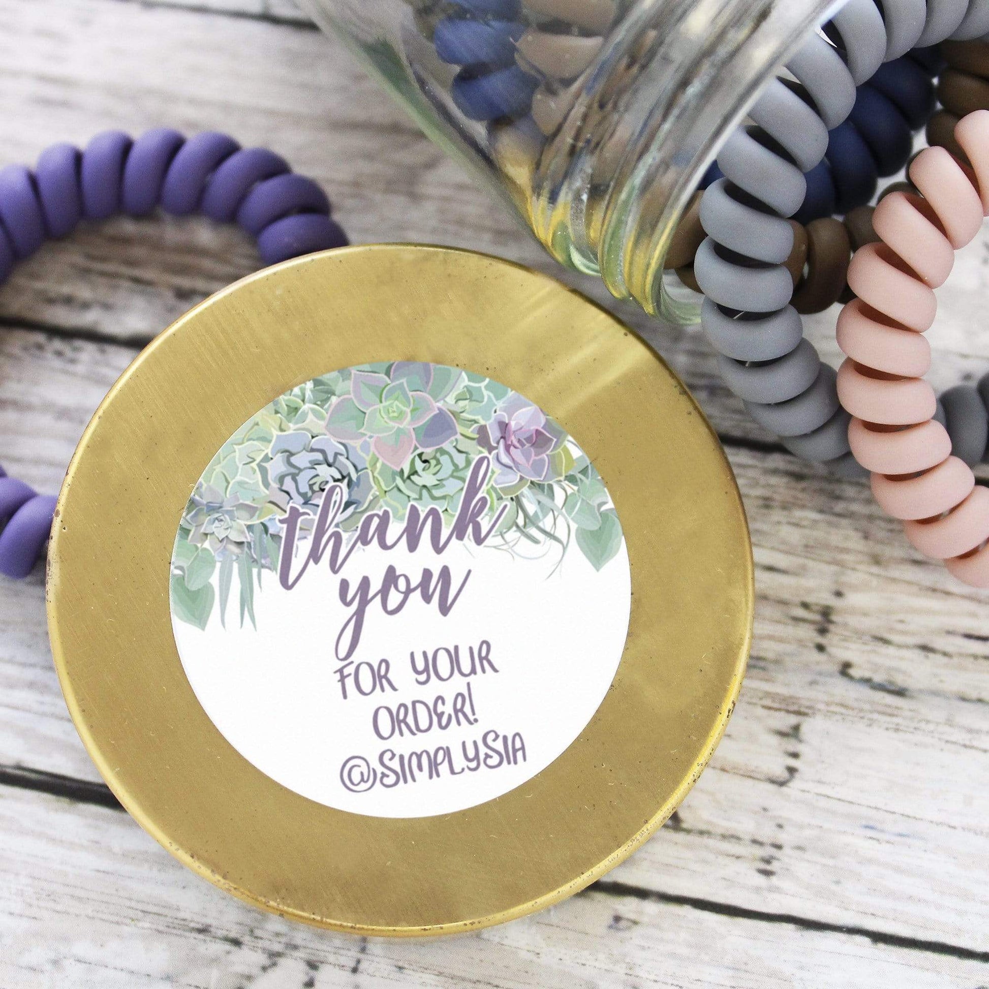 Succulent Personalized Thank You Circle Stickers - 40 Count